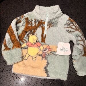 Disney Winnie the Pooh Sherpa Quarter Zip Kids Cozy Jacket Vintage Inspired‎